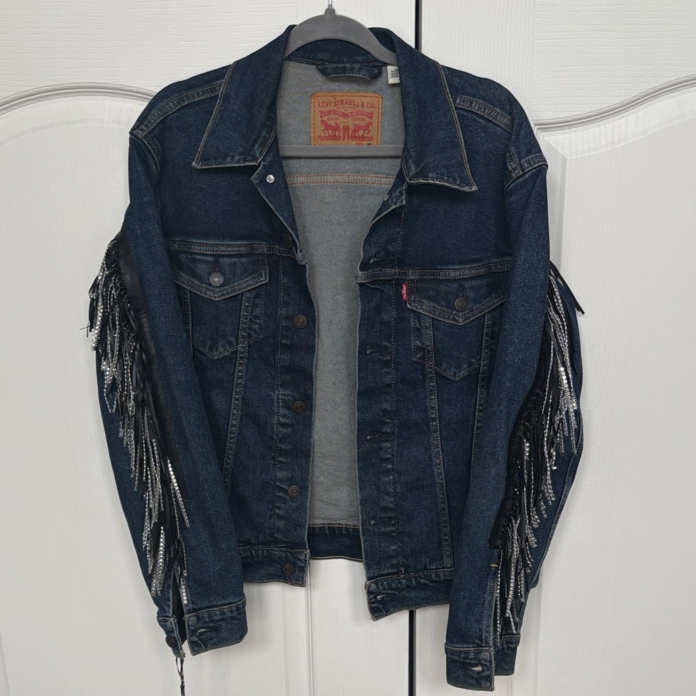 Levi's Dark Indigo Denim Jacket with Black & Silver Fringe